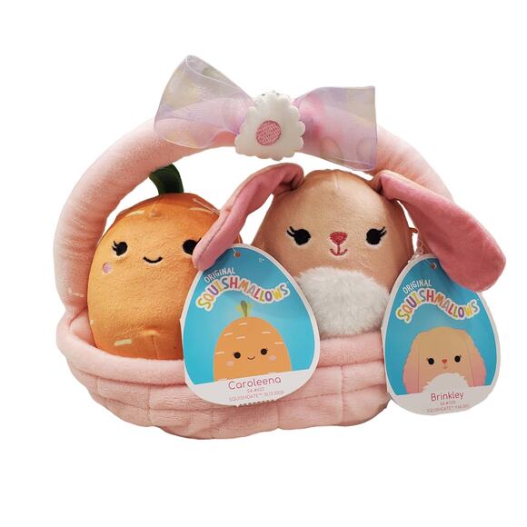 Squishmallow Easter Basket Caroleena Carrot and Brinkley Bunny Squishmallows - Picture 2 of 10